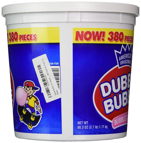 Dubble Bubble Tub, Original Flavor, 380-Count, 60.3 Oz(3.7 lb) (Pack of 2)