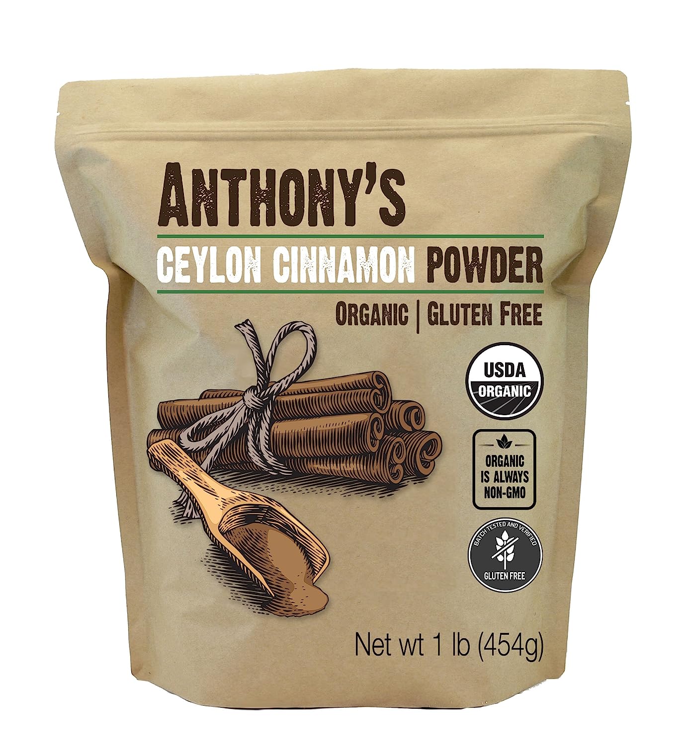 Anthony's Organic Ceylon Cinnamon Powder, 1 lb, Ground, Glut