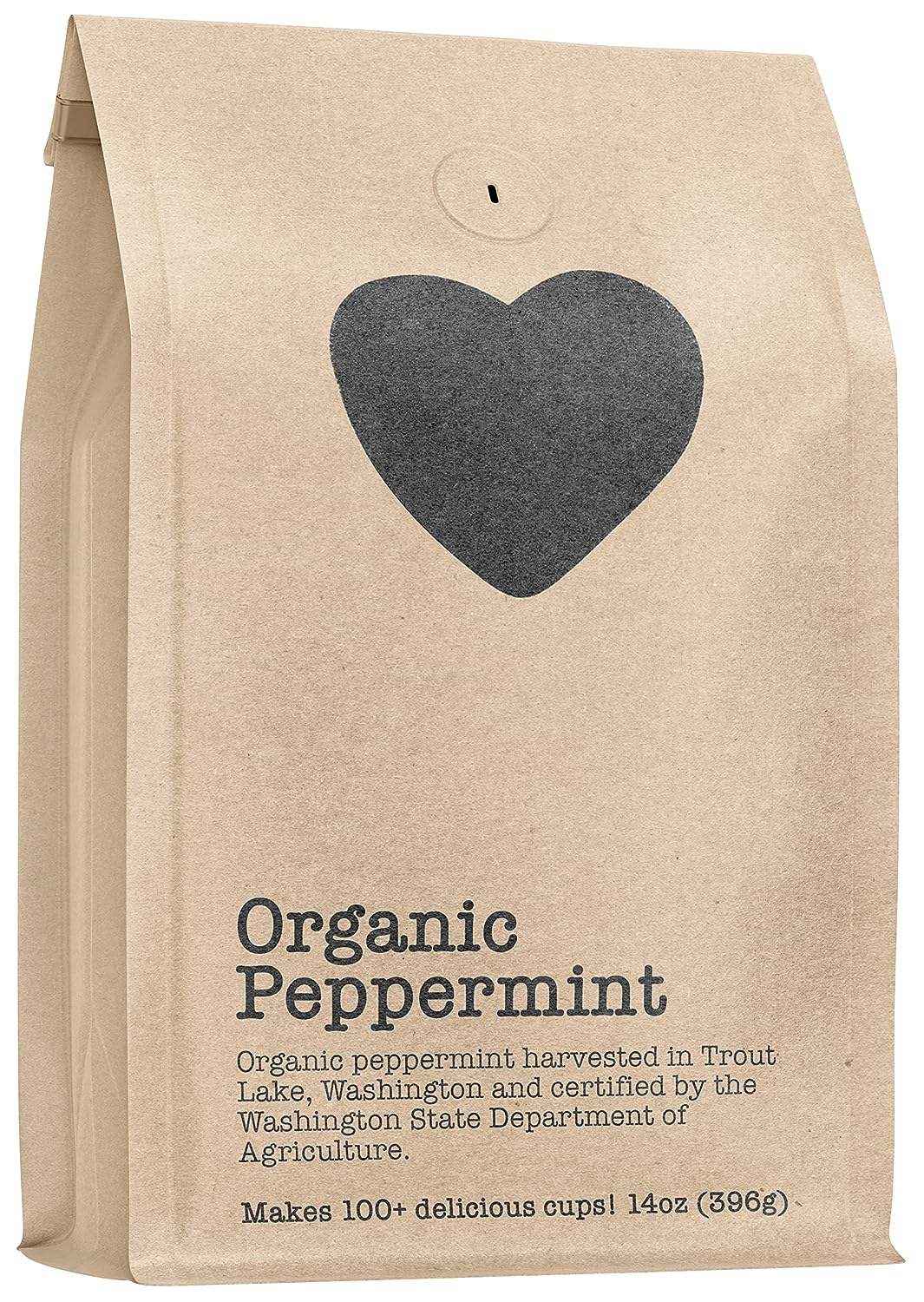Organic Peppermint, 100+ Servings, Eco-Conscious Zip Pouch, Caffeine Free, Pure Loose Leaf Tea Grown in America,  (Large)