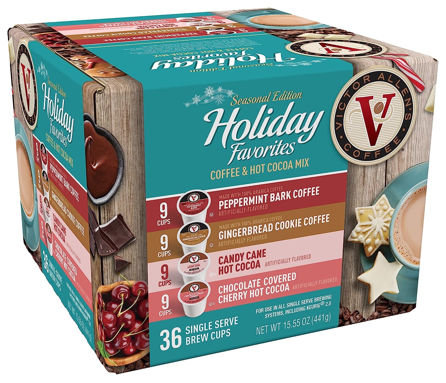 Victor Allen Coffee Holiday Favorites Coffee & Cocoa Mix, 36 Count (Compatible with 2.0 Keurig Brewers)