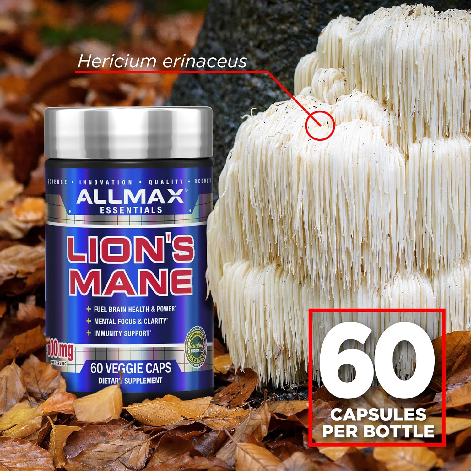 ALLMAX Lion’S Mane - 60 Veggie Capsules - Advanced Nootropic - 30 Serv