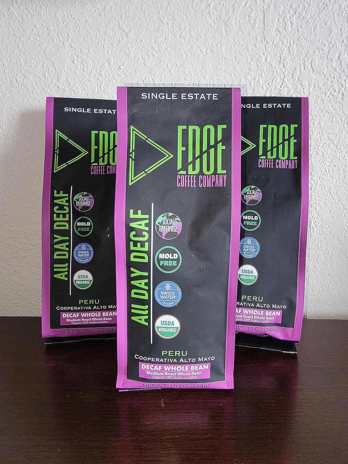 Edge Mold Free All Day Decaf - Organic Mycotoxin-Free Specialty Grade Low Acid Clean Swiss Water Process Decaf Coffee
