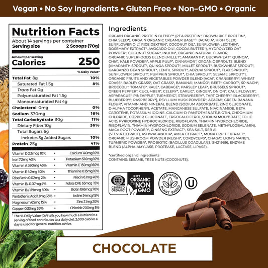 Orgain Organic Perfect Meal Replacement Protein Powder, Chocolate - 252.16 Pounds