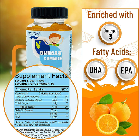 60 Gummies | 2 Months Supplies | Tasty Orange Flavor | 4+ Years | Omega-3 with EPA & DHA, Omega 3 for Kids, Omega 3 Gumm