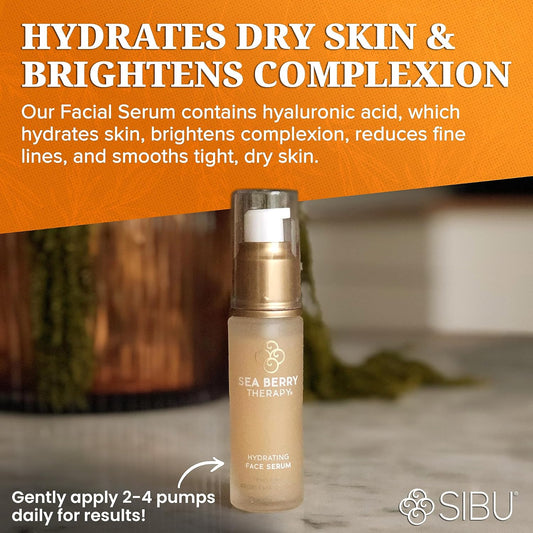 Sibu Hydrating Facial Serum, Made From Premium Sea Buckthorn Oil & Hyaluronic Acid (1) – Hydrates Dry Skin, Brightens Complexion & Reduces Blemishes