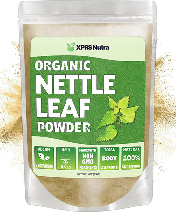 XPRS Nutra Organic Nettle Leaf Powder - Premium USDA Organic Stinging Nettle Powder for Hair and Nails - Vegan Friendly