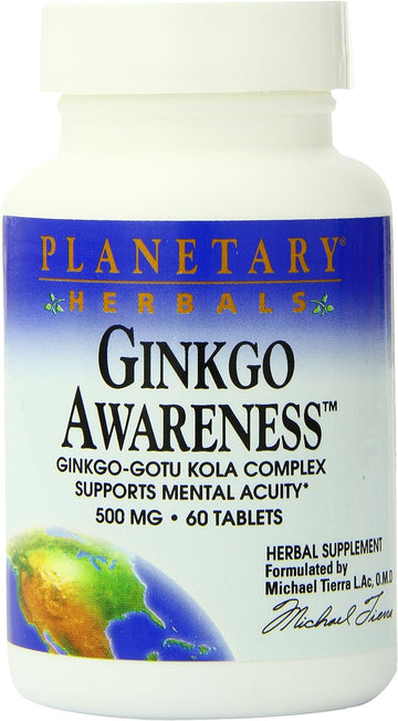 Planetary Herbals Ginkgo Awareness Tablets, 60 Count