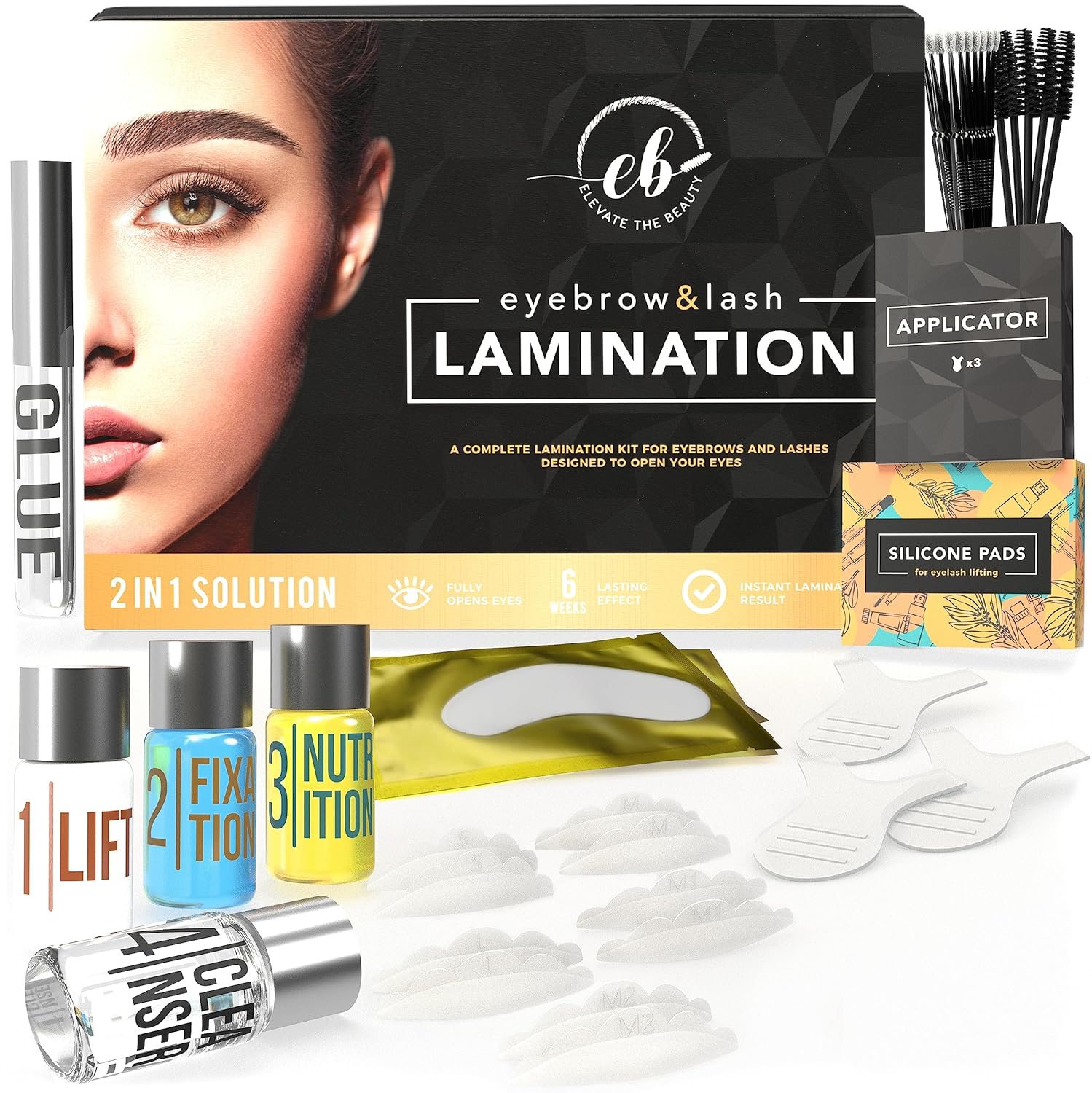 Eye Brow Lamination Kit Professional - Complete 2in1 DIY Lash Lift and Brow Lamination Kit at Home - Brow Perm Lamination Kit - Easy to Use - Instant Long-Lasting Results by Elevate the Beauty