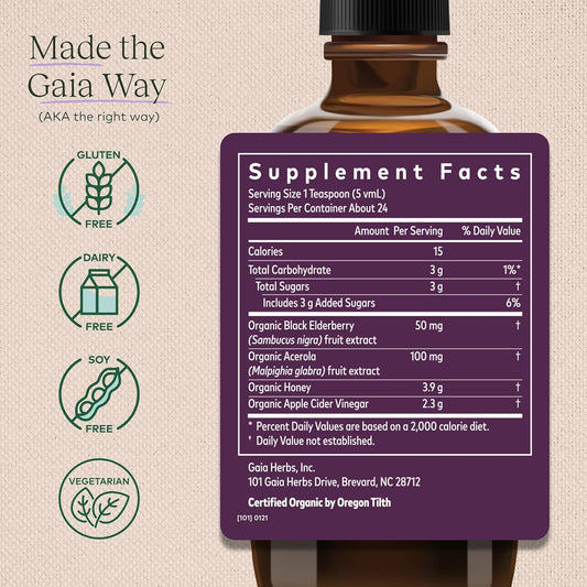 Gaia Herbs Black Elderberry (Sambucus Nigra) Tonic - Organic Immune He