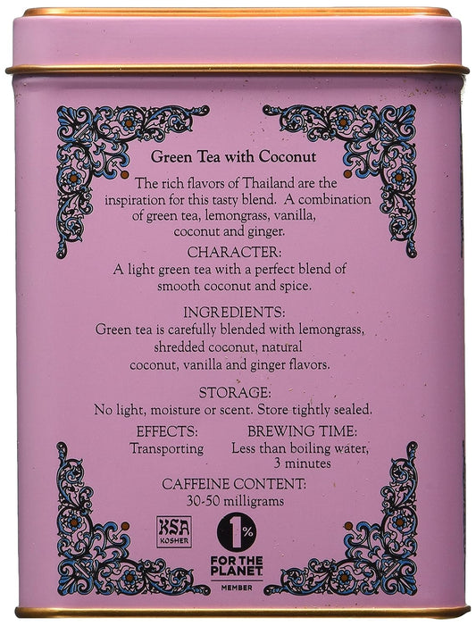 Harney and Sons Fine Teas, Green Tea with Coconut, 20 Sachets (Pack of 3)