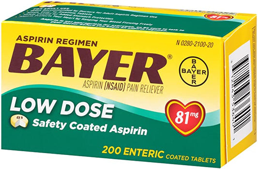 Aspirin Regimen Bayer, 81mg Enteric Coated Tablets, Pain Reliever/Fever Reducer