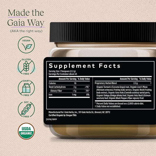 Gaia Herbs Lion'S Mane & Turmeric Powder - Herbal Mushroom Supplement