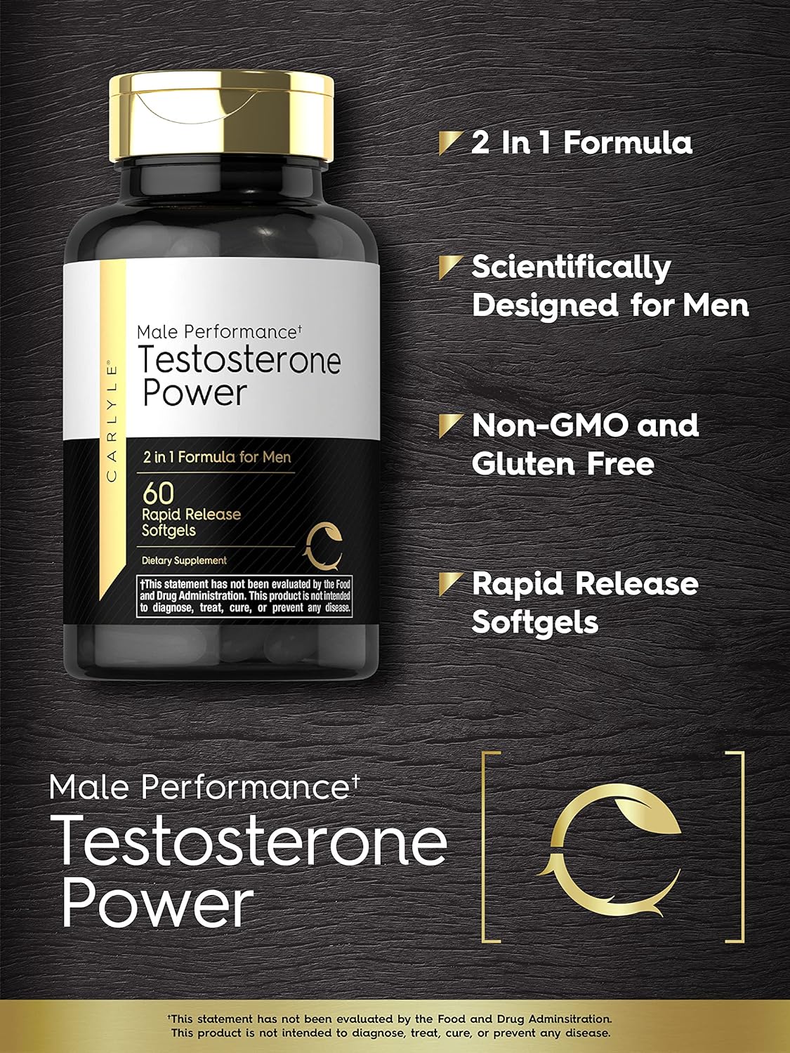  Carlyle Testosterone Power for Men | 60 Rapid Release Softg