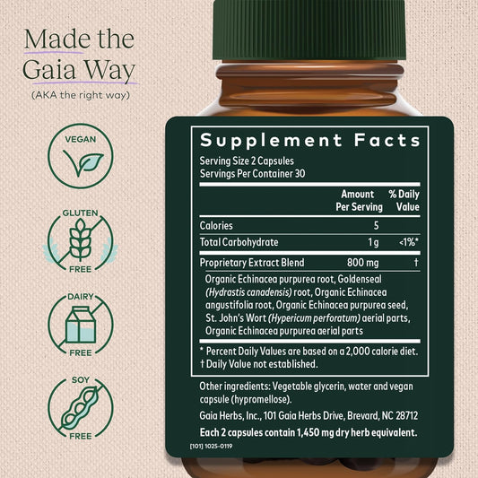 Gaia Herbs Echinacea Goldenseal - Immune Support Supplement For Mainta