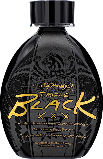 Ed Hardy BLACK XXX Instant Dark Color Tanning Lotion, 13.5