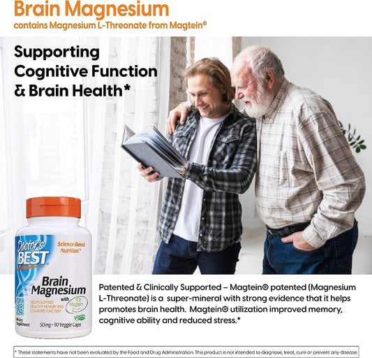 Doctor's Best, Brain Magnesium Vegetable Capsules, 90 Count (Pack of 1)