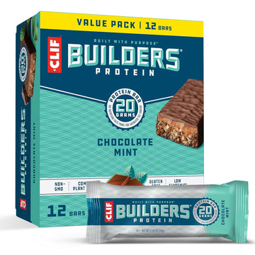 CLIF Bar Builders - Chocolate Mint Flavor - Protein Bars - Gluten-Free