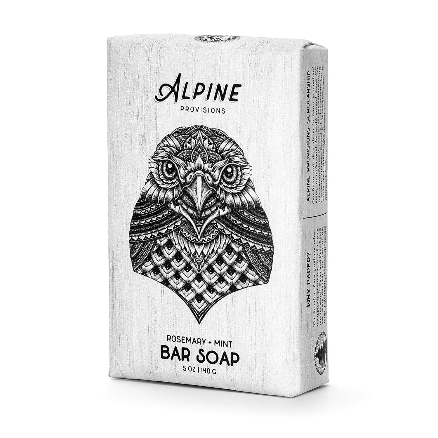 Alpine Provisions Vegan Bar Soap, Rosemary + Mint, 5 , Plastic-free Paper Wrapping