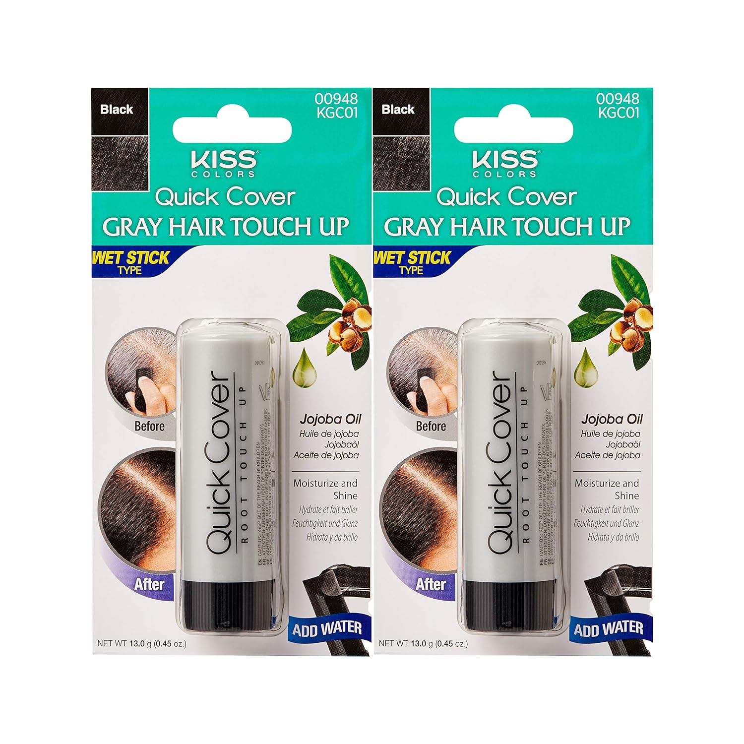 Kiss Quick cover Gray Hair Touch Up Wet Stick Type (2 Pack - Black)