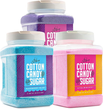 The Candery Cotton Candy Sugar FLoss 3lbs 3 Pack Premium Flavors (Grape, Raspberry,Strawberry)