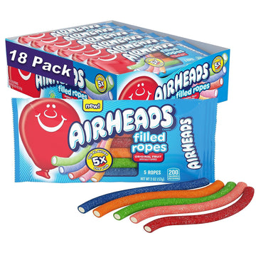 Airheads Soft Filled Ropes, Soft and Chewy Candy Ropes, Original Fruit Flavors, Concessions Movie Theater Parties, 2oz P