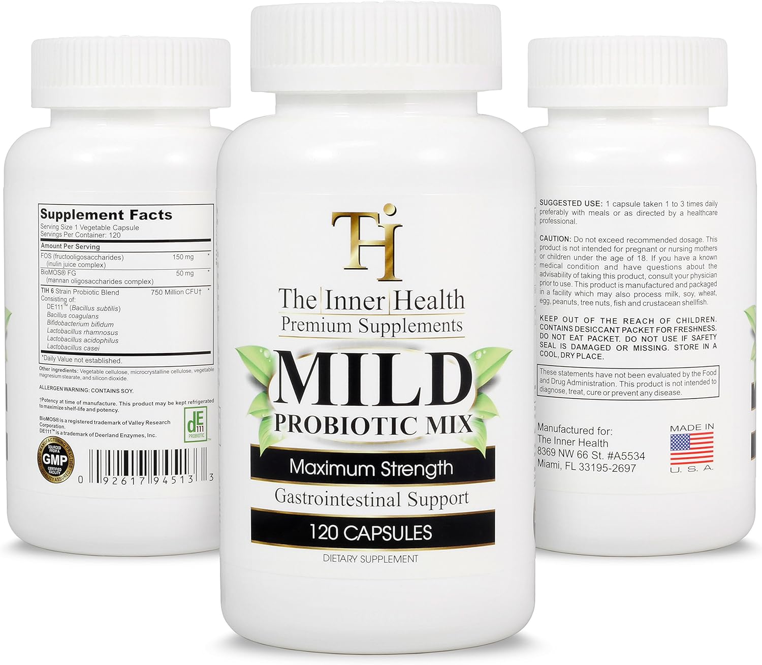 The Inner Health Mild Prebiotics and Probiotics for Women & Men-120 Pr