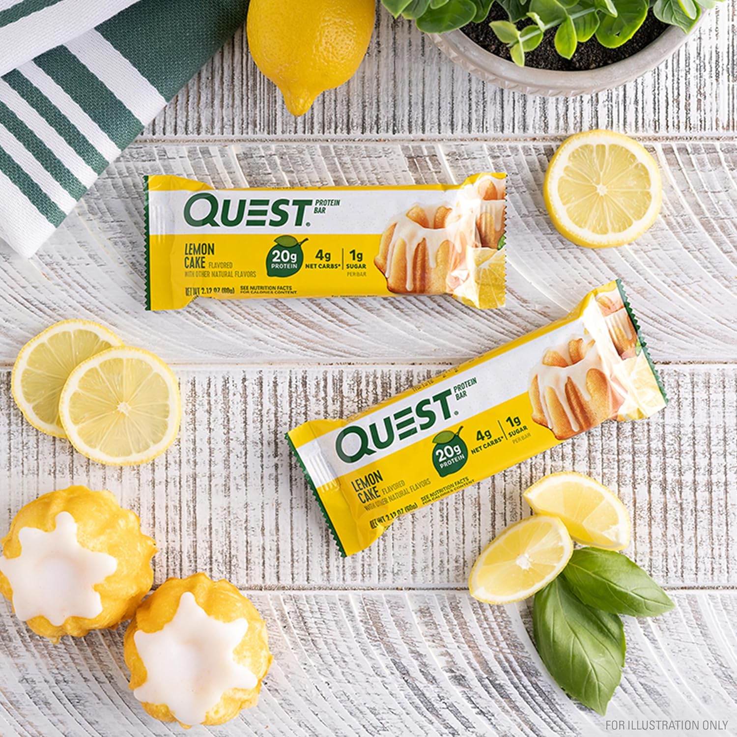 Quest Nutrition Lemon Cake Protein Bars, High Protein, Low Carb, Glute