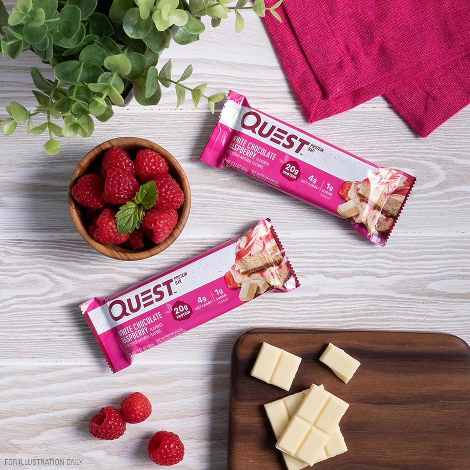 Quest Nutrition White Chocolate Raspberry Protein Bars, High Protein, 