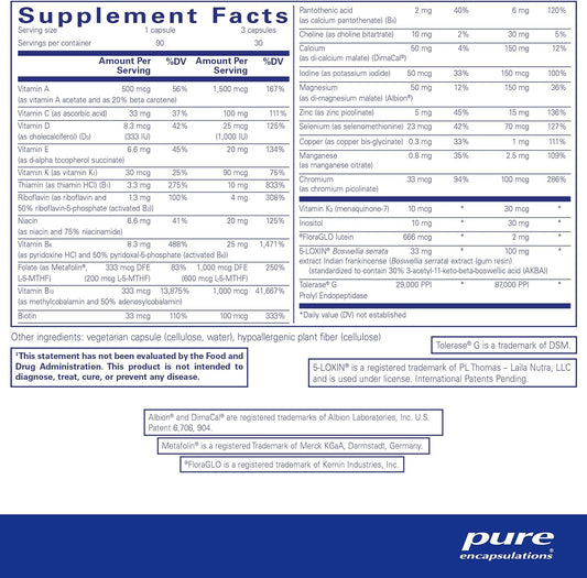 Pure Encapsulations Glutenassure Multivitamin | Gluten Free Nutritiona