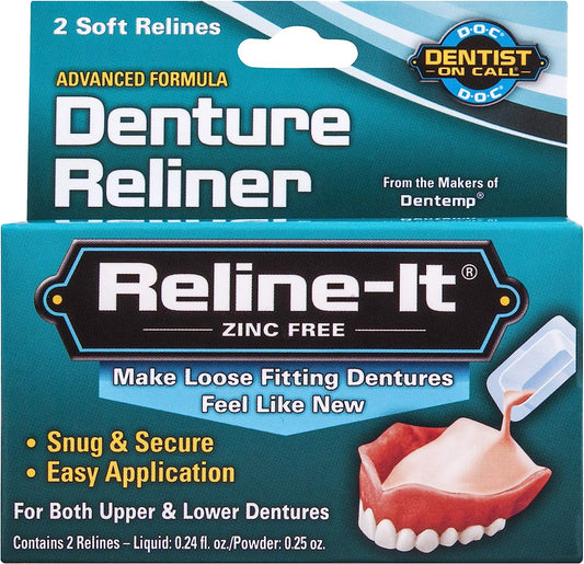 Reline-It Advanced Denture Reliner Kit for Both Upper & Lower Dentures, Easy Application, 2 Soft Relines