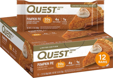 Quest Nutrition Pumpkin Pie Protein Bar, 20g Protein, 4g Net Carb, 1g 1.59 Pounds