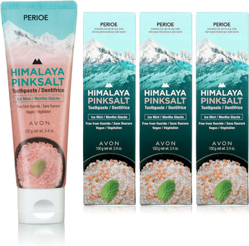 PERIOE ouride-Free Himalayan Pink Salt Toothpaste, 3.4  [3-Pack] - Ice Mint w/Aloe Vera | Vegan, Cruelty-Free, Paraben-Free Plaque & Tartar Remover Oral Care Travel Size Toothpaste