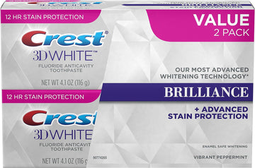 Crest 3D Brilliance Vibrant Teeth Whitening Toothpaste, Peppermint, 2 Count