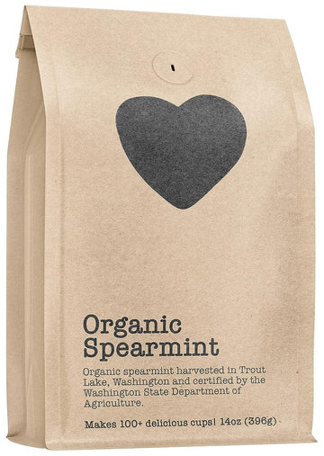 Organic Spearmint, 100+ Servings, Eco-Conscious Zip Pouch, Caffeine Free, Pure Loose Leaf Tea Grown in America,  (Large)