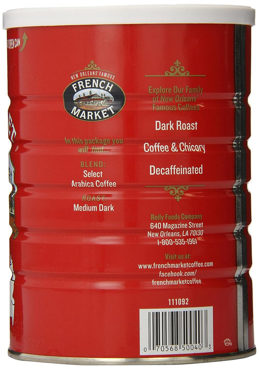 French Market Coffee, French Roast Ground Coffee, Metal Can