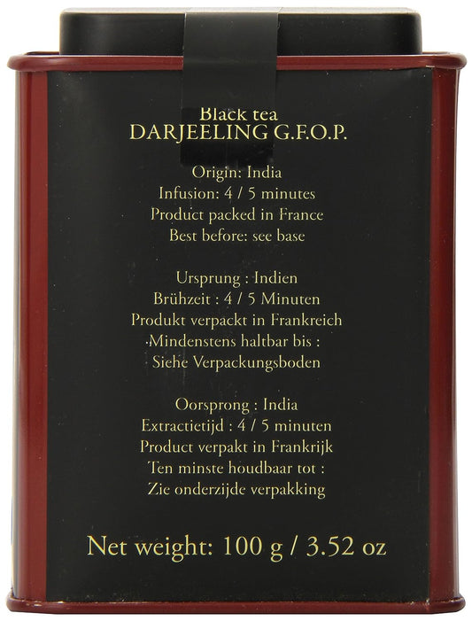 Dammann Freres Loose Leaf, India Darjeeling Premium Gourmet Black French Tea, Peach, Almond Flavors Tin