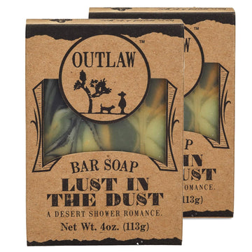 Lust In The Dust Handmade Soap - Begin Your Desert Shower Romance - Sagebrush, Sandalwood, and a Lightly Smokey Campfire - Men's Or Women's Bar Soap - 2 Pack - Outlaw
