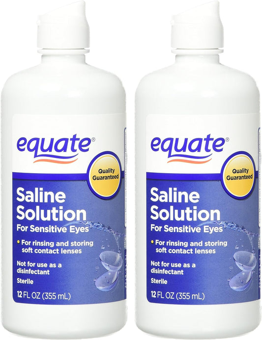 Equate Contact Lens Saline Solution for Sensitive Eyes, Twin Pack, 12 