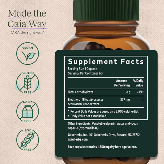 Gaia Herbs Eleuthero Root - Energy, Stamina & Mental Endurance Support
