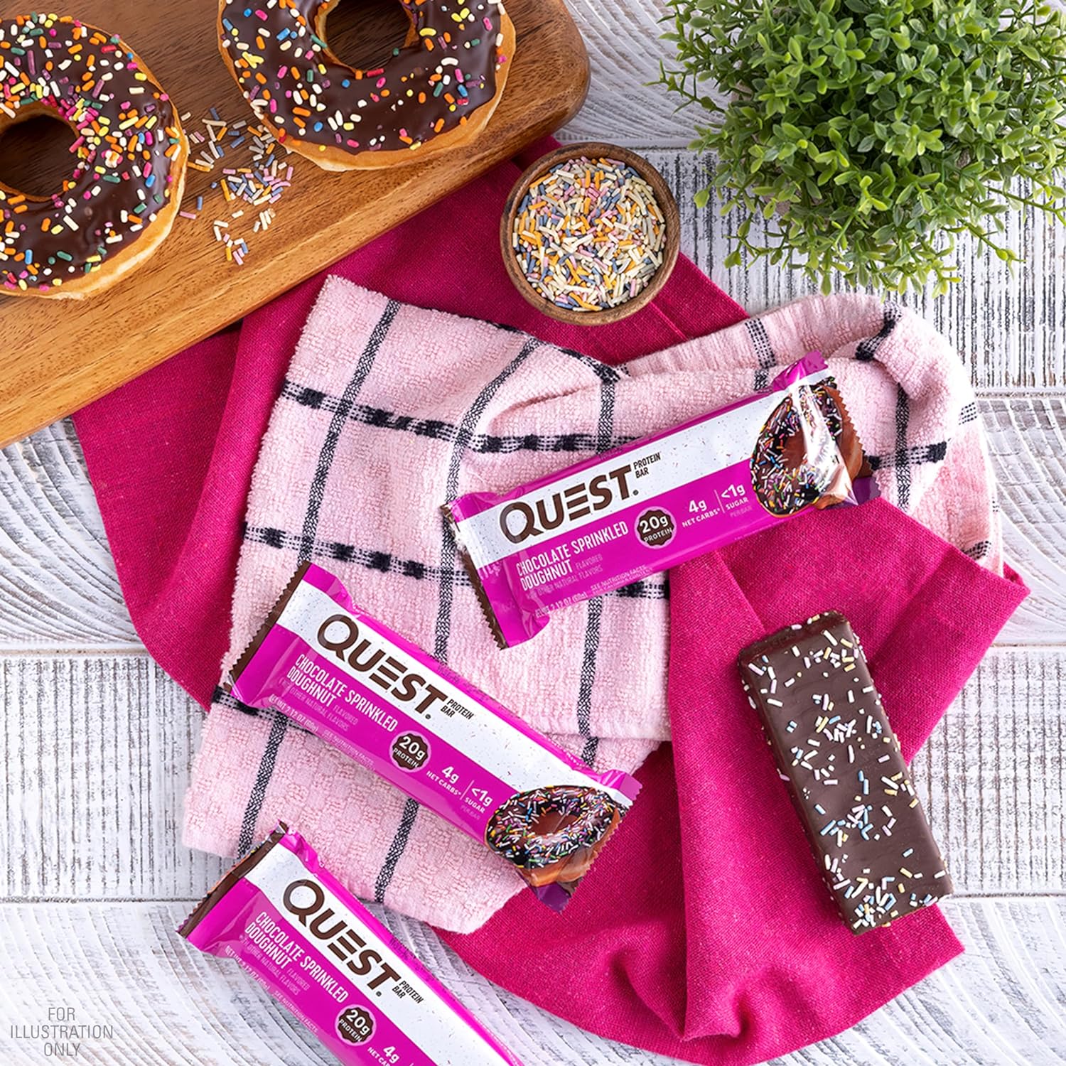 Quest Nutrition Chocolate Sprinkled Doughnut Protein Bars, High Protei