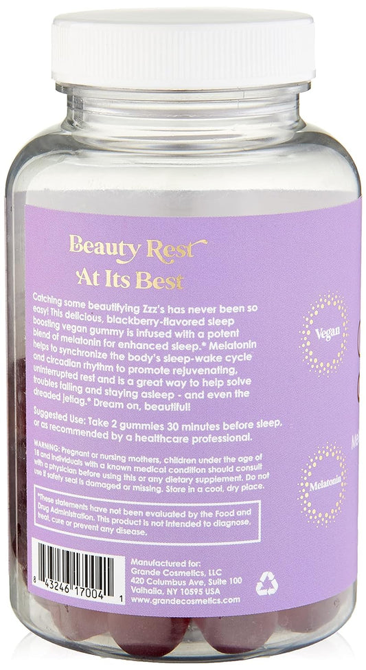Grande Cosmetics Vegan Melatonin Sleep Aid Gummies For Adults With 5Mg