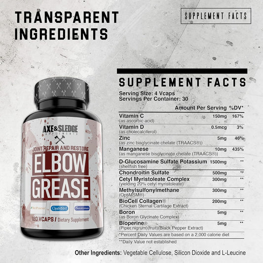 Axe & Sledge Supplements Elbow Grease Joint Health Support With Optims
