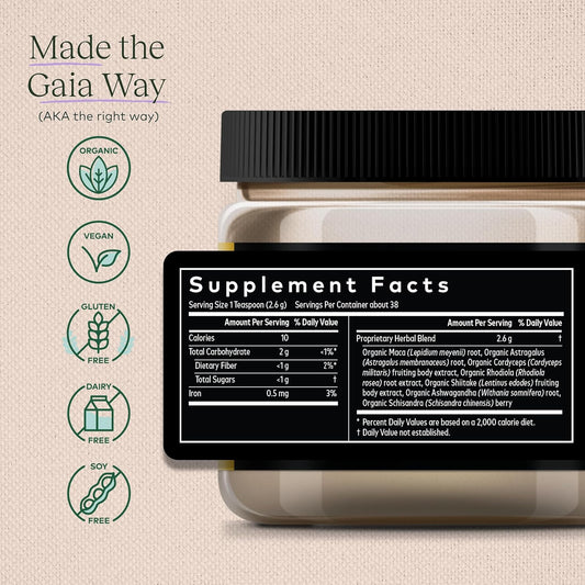 Gaia Herbs Everyday Adaptogen Powder - Helps Provide Energy Support & Maintain Healthy Stress Levels In Physically Active - With Maca Root, Cordyceps, Ashwagandha & More - 3. (38-Day Supply)