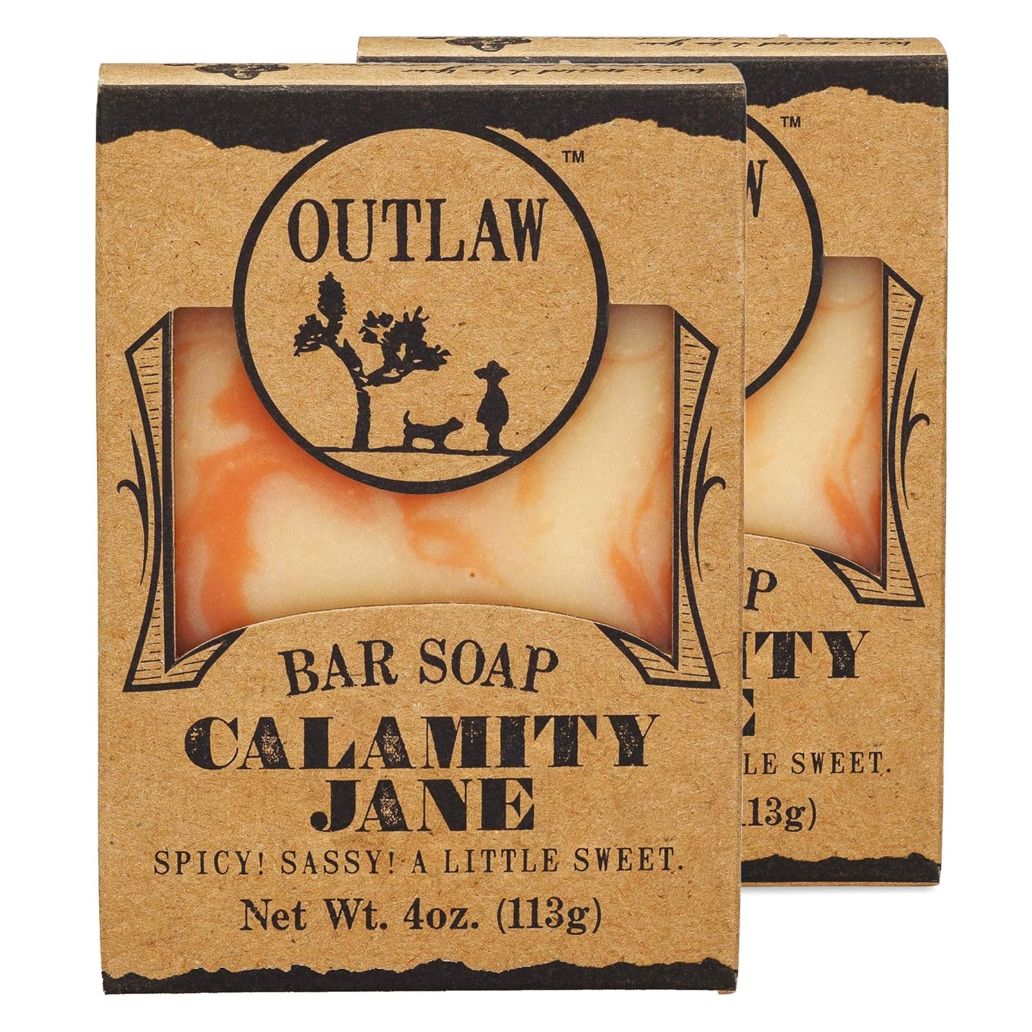 Calamity Jane Spicy Handmade Soap - Spicy and Sweet, Like a Legend - Whiskey, Clove, Orange, and a Little Cinnamon - Men's or Women's Bar Soap - 2 Pack - Outlaw
