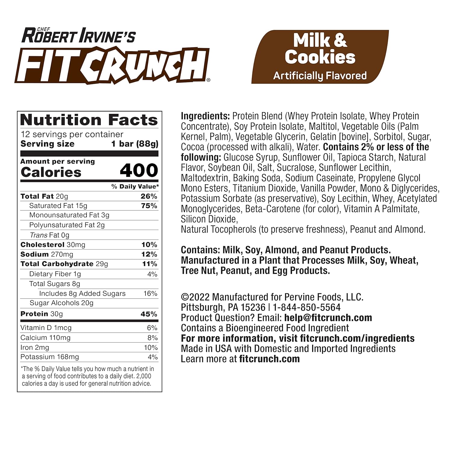 FITCRUNCH Full Size Protein Bars, Designed by Robert Irvine, 6-Layer B