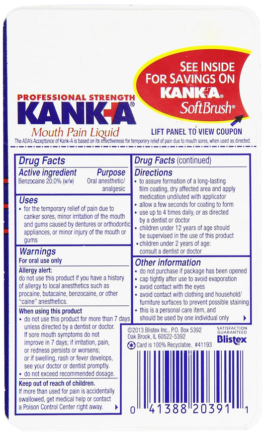 Blistex Kanka Mouth Pain Liquid, Professional Strength , 0.33