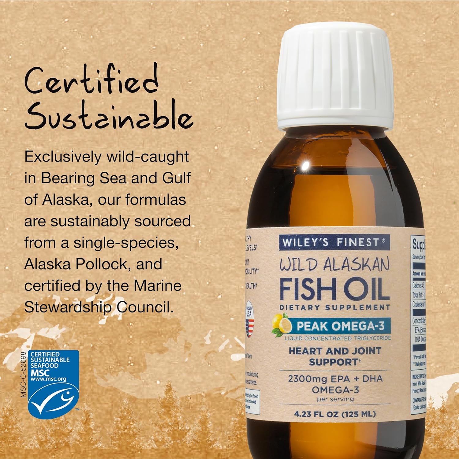  Wiley's Finest Wild Alaskan Fish Oil Peak Omega-3 Liquid Su