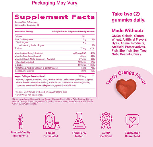 Pink Stork Pregnancy Glow Gummies: Pregnancy Acne Support, Prenatal Collagen Gummy Vitamin, Biotin + Vitamin C + Zinc, Hormonal Acne Support, Skin Elasticity, Women-Owned, 60 Tangy Orange Gummies