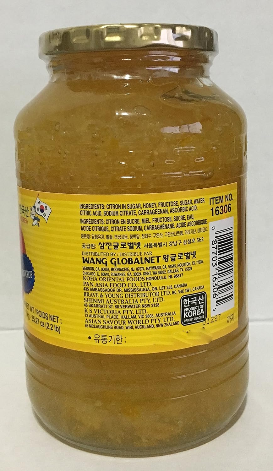 Sura Wang Citron Tea with Honey, One Bottle (35.27 ounces) :
