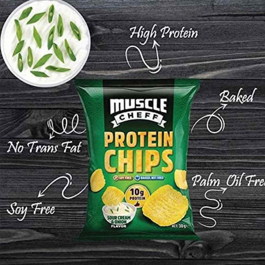 Protein Chips, Soy Free, Muscle Cheff, Fully Baked Pea Protein Chips, High Protein and Fiber, Low Carb, Keto (Sour Cream & Onion )